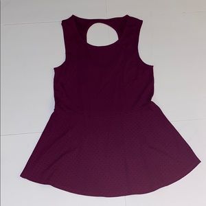 Pink, black polkadot peplum top